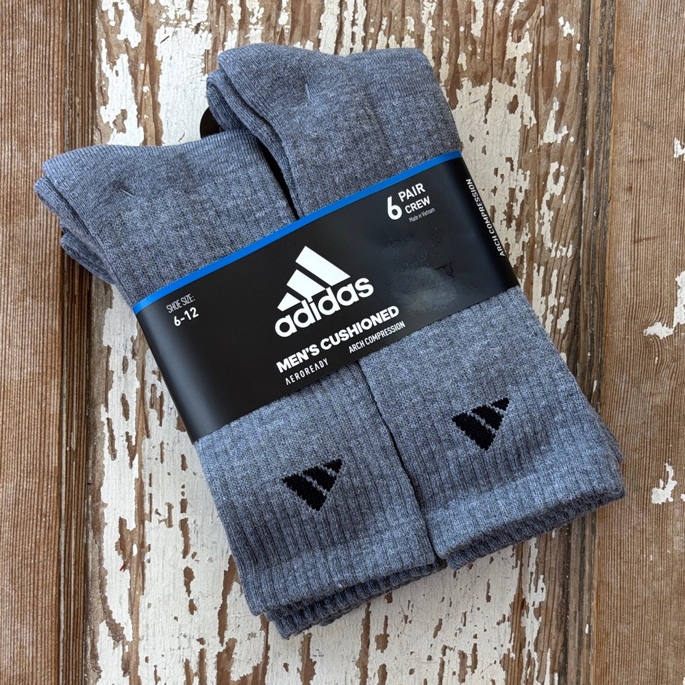 adidas Men's Cushioned Crew Socks - Dark Gray